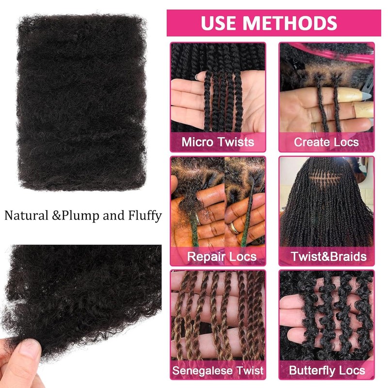 SHIHERESH 12 Inch Afro Kinky Curly Braiding Hair Bulk for
