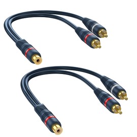 DteeDck RCA Splitter 1 Female to 2 Male, 2 Pack - RCA Audio Video Cable Splitter Adapter, Dark Blue