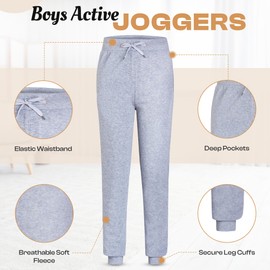 Victory League Boy’s 4-Pack Active Fleece Joggers Kids Pants Boys, Boys Sweatpants, Youth Sizes, Boys Pants, Athletic, 5-16 (US, Age, 8, Set 2)