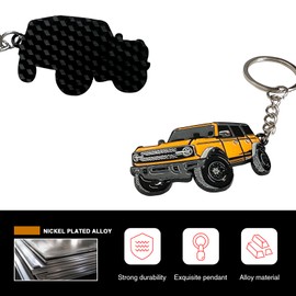 LSAUTO Car Keychain Compatible with Ford Bronco. Alloy Car Pattern Keychain. Key Accessory. (Orange)