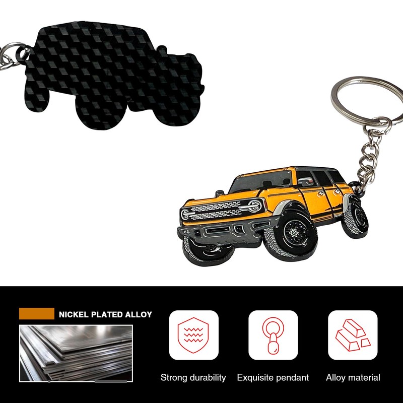 LSAUTO Car Keychain Compatible with Ford Bronco. Alloy Car Pattern