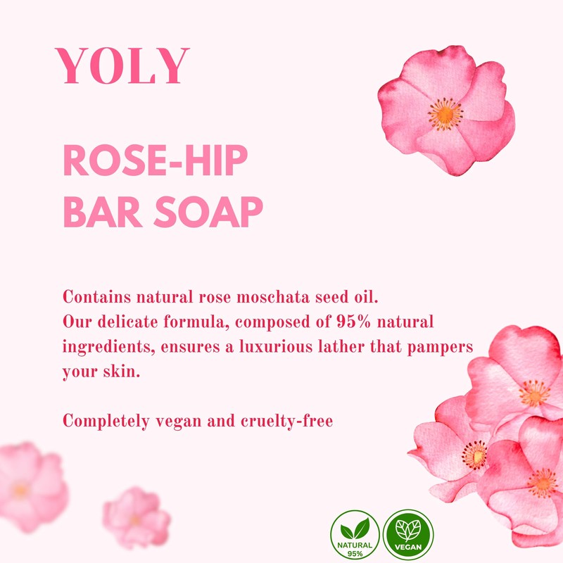YOLY Rosehip Bar Soap (90 g, Pack of 4) -