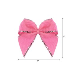 MECCANIXITY 50Pcs Mini Silver Edge Ribbon Bow 1" Fabric Satin Ribbon Bows for Craft DIY Hair Bow Sewing Wedding Birthday Party Dark Pink