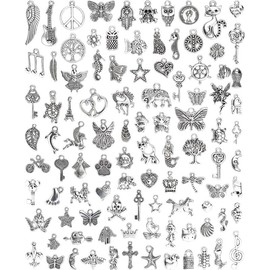 Wholesale Bulk Lots  Making  Charms Mixed Smooth Tibetan  Metal Charms Pendants DIY for Necklace Bracelet  Making and Crafting, 100 count