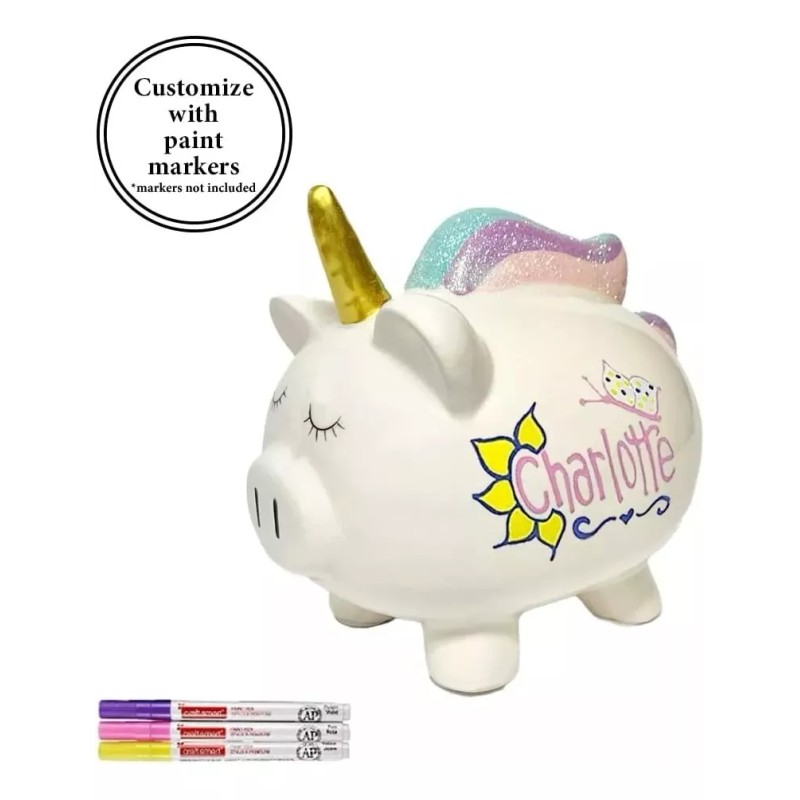 SFZ Alcancía De Ceramica Puerco Cerdo Unicornio