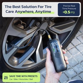 Woowind Tire Inflator Portable Air Compressor, Electric Bike Tire Pump with Gauge, Air Pump for Car Tires, 150PSI, Mobile Air Compressor for Car, Motorcycle