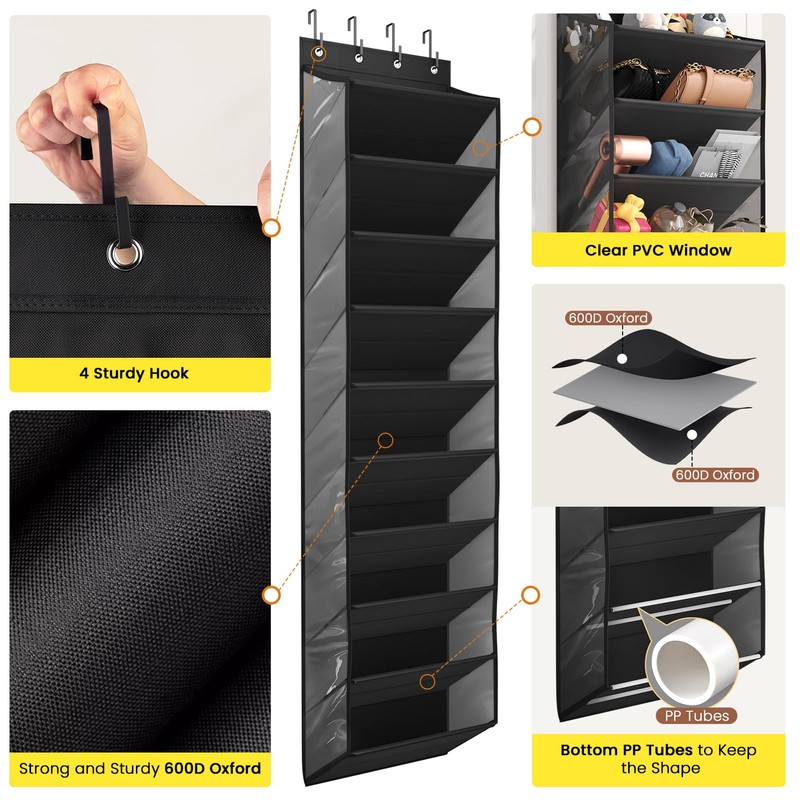 Mefirt 10 Tier Clear Over the Door Shoe Organizer with