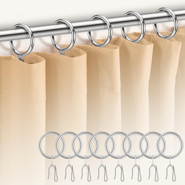 Dpyrrhic Silver 60Pcs Metal Curtain Rings and 60 Pcs Curtain