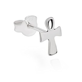 NKlaus Single Egyptian Ankh Stud Earrings 925 Silver 8 x 5 mm Religious Men's Earring 11137, Silver