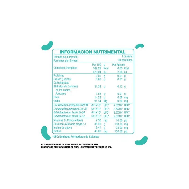 Probióticos Prominent Flora Sin Sabor 30 Cápsulas Cúrcuma Biotina