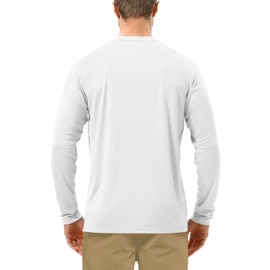 Roadbox Mens UPF 50+ UV Sun Protection Shirts Outdoor Long Sleeve SPF Diving Rash Guard for Fishing Hiking Swimming White