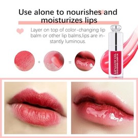 Aceite labial voluminoso, bálsamo labial hidratante con tinte brillante, cuidado de labios transparente, brillo de cabeza de cepillo grande, brillo de
