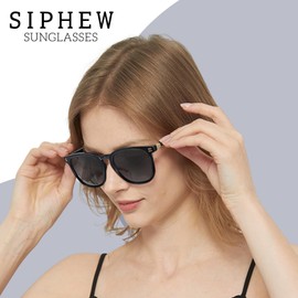 SIPHEW Women's Polarised Fashionable Lightweight Sunglasses with UV400 Protection Sunglasses for Women, A1 - Black/Grey