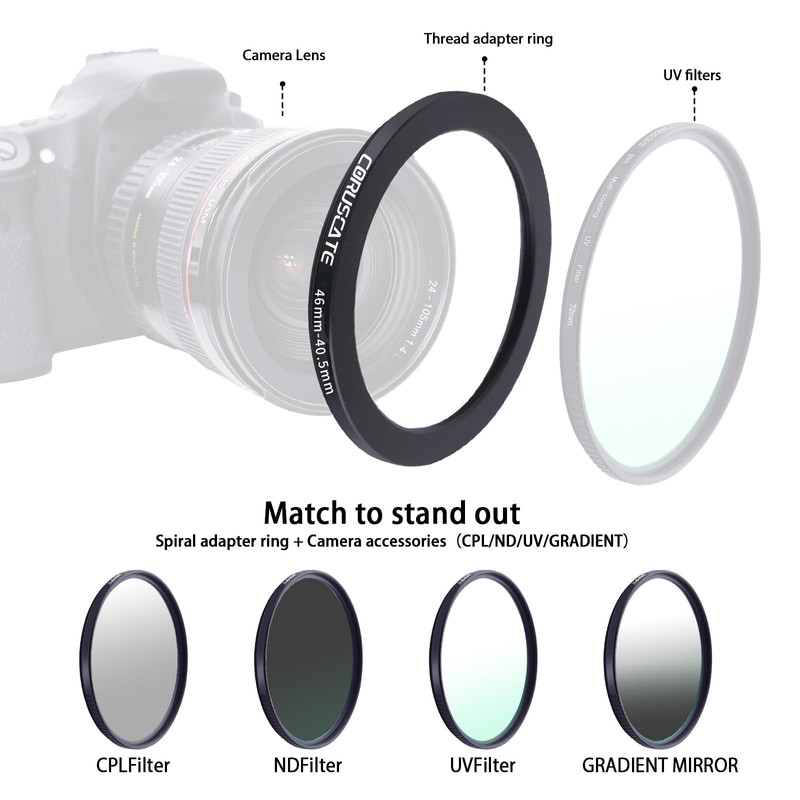 46 mm to 40.5 mm Lens Adapter Ring, Step-Down Ring