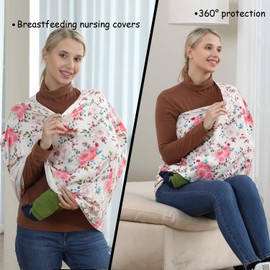 Nursing Cover Car Seat covers for Babies, Multi-use Stroller Carseat Canopy, Breastfeeding Covers, Boys and Girls Shower Gifts