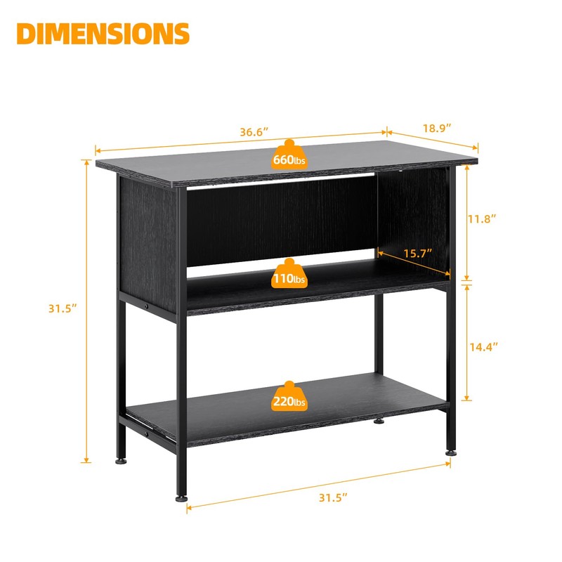 APPOLYN 40-50 Gal 3-Tier Aquarium Stand Fish Tank Stand, Black