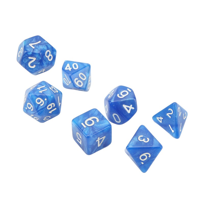 35Pcs Plastic Dice Kit Pearl Pattern White Numbers Polyhedral Dices