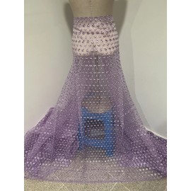 wowfabric4less123 Lavender Embroidery Organza Lace Fabric 50” Width SOLD BY THE YARD