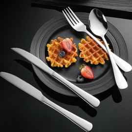 Tiokin Suppenlöffel, 6 Stück 20,5cm Edelstahl Esslöffel und Esslöffel, Dessertlöffel, Sliverware spülmaschinenfest