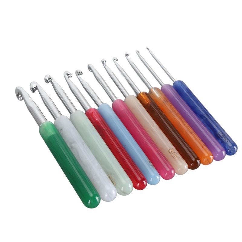 11PCS Set Knitting Crochet Hook Ergonomic Aluminum Crochet Hooks Set
