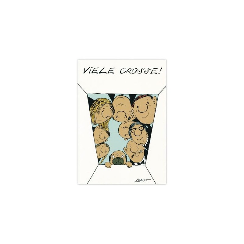 Inkognito Loriot Postcard Art and Humour Design with Many Greetings!,