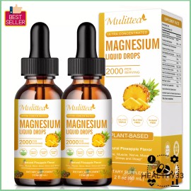 2 Packs Magnesium Glycinate Liquid Drops 2000mg Improve Sleep,Anxiety Relief