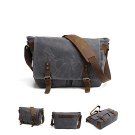 Waterproof Vintage-Style Canvas Messenger Bag - Durable & Stylish for Everyday Use dark gray