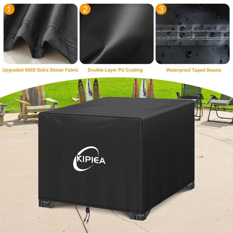 Kipiea Square Fire Pit Cover - Upgraded 600D Strong Tear
