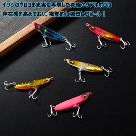 KOKO Lures KK-FJ Flounder Lures Metal Jig Set 1.1 oz (32 g), 1.4 oz (40 g), Blue Metal Jig, Lure, Sea Bass, Surf KK-FJ (5 Assorted Colors, B, 32 g)
