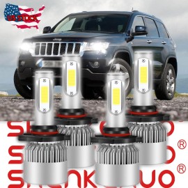 SHENKENUO 4X 9005+9006 LED Headlight Bulbs For Jeep Grand Cherokee 1998-2004 6000K