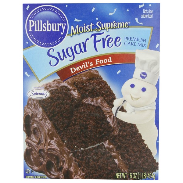 Pillsbury Moist Supreme Sugar Free Devil's Food Cake Mix, 16 Ounces (Pack of 6)