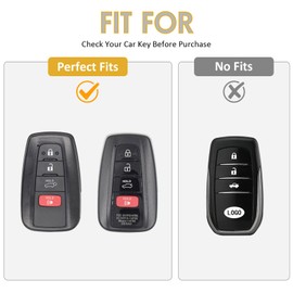 WORCAS Smart 4 Button Key Fob Cover Case Compatible with RAV4 Camry Corolla Avalon C-HR Prius GT86 Highlander(Quicksand-Gold)