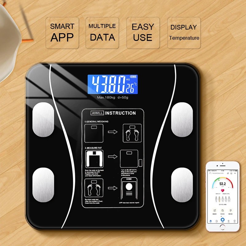 Smart Body Fat Scale, Bluetooth Digital Bathroom Scale, Body Composition
