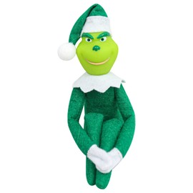 Grinch Doll Christmas Suffed Plush Toy Red Green Monster Elf Ornament for Xmas Home Decor Gifts (Green)