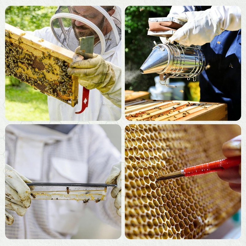 POLLIBEE 35Pcs Beekeeping Supplies Starter Kit with Bee Suit,Smoker &