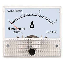 Heschen 85C1-3A Rectangle Panel Mounted Current Meter Ammeter Tester, DC 0-3A, Class 2.5, White