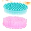 2Pcs Bathing Silicone Scrubbers Soft Shampoo Cleaning Massage Brushes Blue