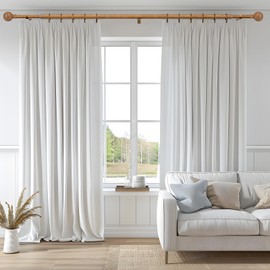 QDWIS 2 Pack Wood Curtain Rods for Windows 28 to 48 Inch, 1'' Adjustable Decorative Drapery Rods with Imitation Wood Grain Leaf Pattern Finials, Boho Heavy Duty Window Curtain Rods Set 18''-45''