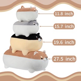 AFAN 27.5” Kawaii Shiba Inu Dog Plush Pillow Corgi Stuffed Animal Toy Doll Gifts for Valentine, Plush Toy Gifts for Boys Girls (Brown)