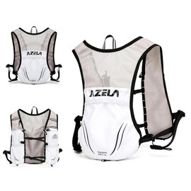 Sahunfri Running Vest Backpack, Lightweight Breathable Hydration Vest with Reflective Strips, Multi-Functional Adjustable Running Vests Womens Men for Outdoor Running Hiking Cycling (White, One Size)