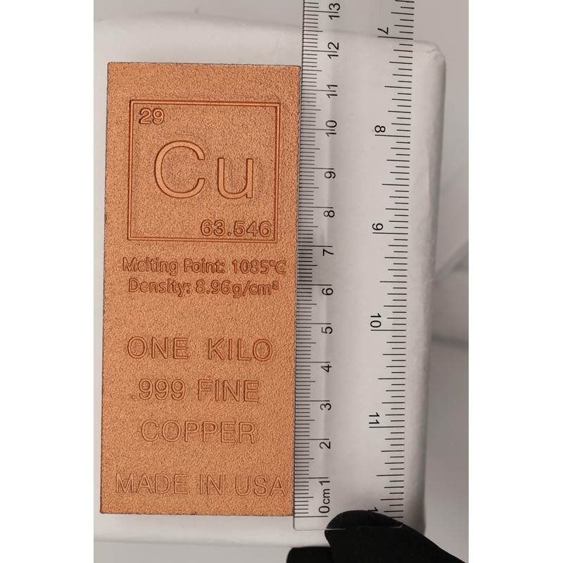 1 Kilo Copper Bar (Flat Style) .999 Pure Bullion with