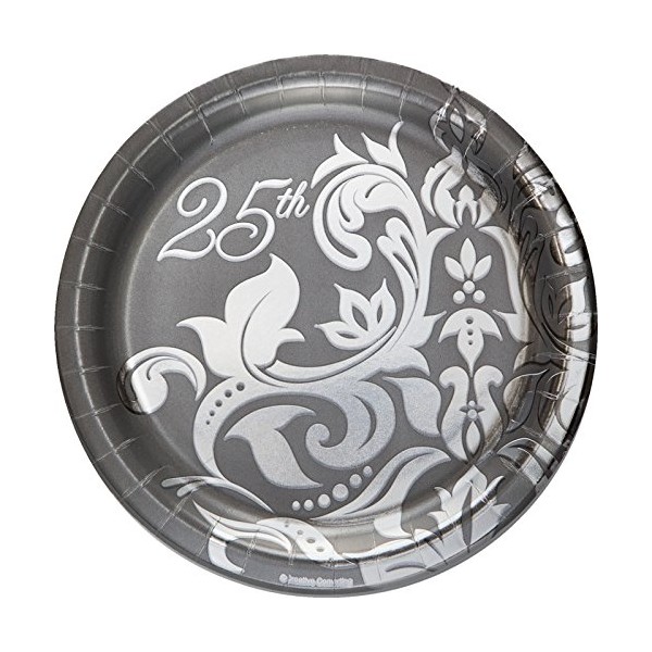 Creative Converting 18 Count Silver Anniversary Paper Lunch Plates, 7", Silver