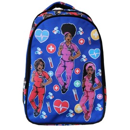 Reflections By Zana Cuties Backpack for African American Nurses, And Healthcare Workers - Durable & High-Capacity Carry Laptops up to 17 Inches - Blue