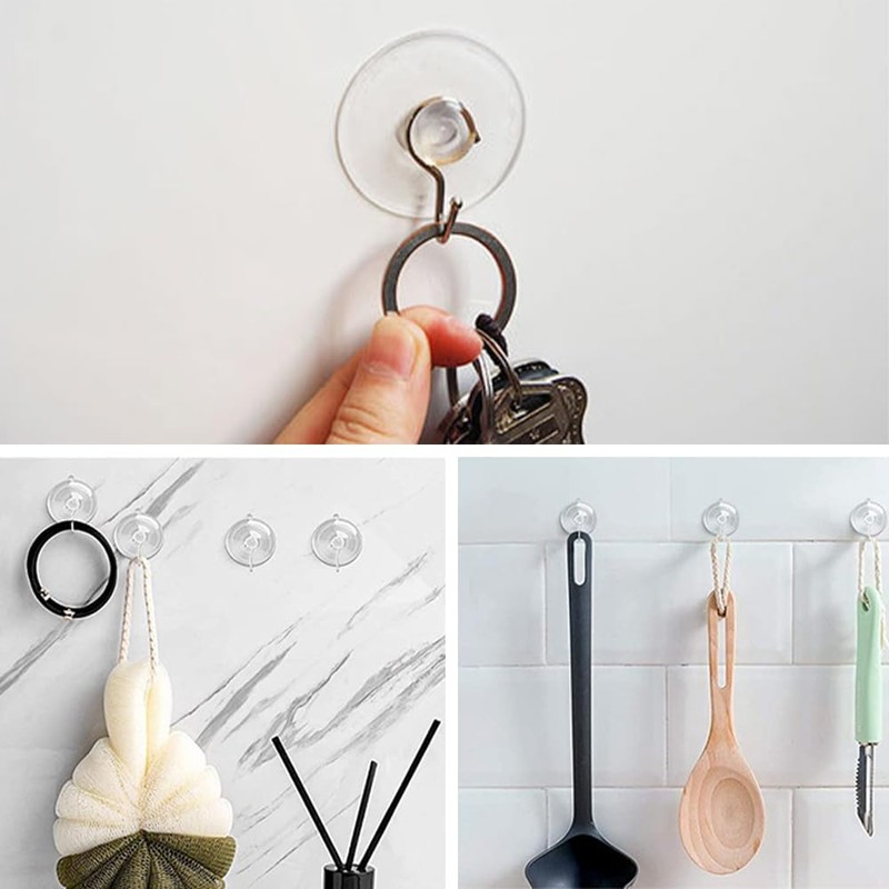 ONEBO 24 Pcs Suction Cup Hooks,Multi-Purpose Suction Cup Hooks,Removable and