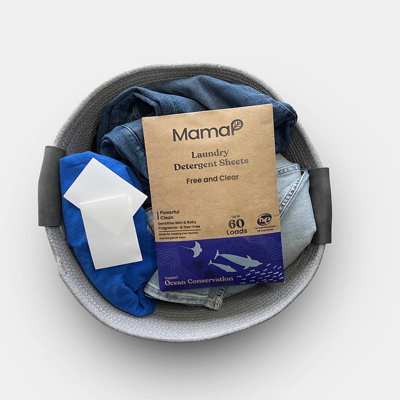 MamaP Powerful Laundry Detergent Sheets, Fragrance-Free and Hypoallergenic, Natural Ingredients,