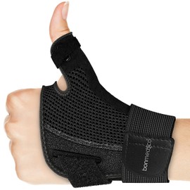 Bonmedico Forte Flexible Thumb Bandage for Left & Right, Thumb Splint Protects Saddle Joint and Thumb Base Joint, Thumb Orthosis for Injuries and Tendonitis, Thumb Protection in Black