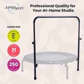 JumpSport Quick-Release Handle Bar Accessory for 44" Fitness Trampolines | Fits Only 44" Diameter | Quick Installation for Simple Setup & Storage | 10 Adjustable Heights | Trampoline Not Included