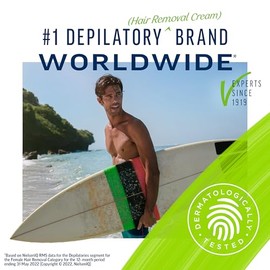 Crema de depilación Veet para hombres, 5 minutos para piel sensible, gel de depilación para el cuerpo, pecho y espalda, dermatológicamente testado, 13