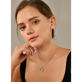 YL Celtic Knot Heart Necklace 925 Sterling Silver cut May Birthstone Simulated Emerald Pendant Neckalce Jewellery Gifts for Women Wife Girlfriend