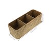 Zerodeko Handwoven Storage Organizer Box Natural Three Compartment Woven Basket